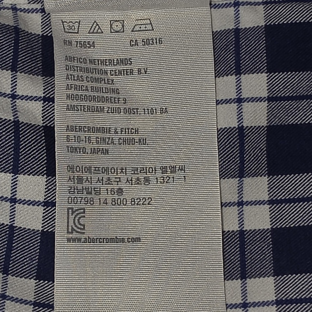 Abercrombie & Fitch Men's Plaid Check Muscle Fit Button-Down Shirt Blue White XL - Picture 9 of 9